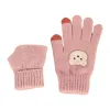 Pink woolen gloves, warm and anti-slip, knitted gloves for women in autumn and winter Item Picture
